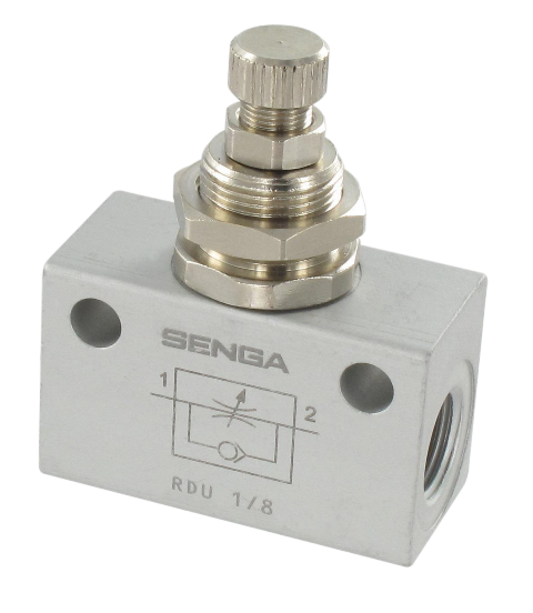 Stainless steel series in-line flow regulators for compressed air