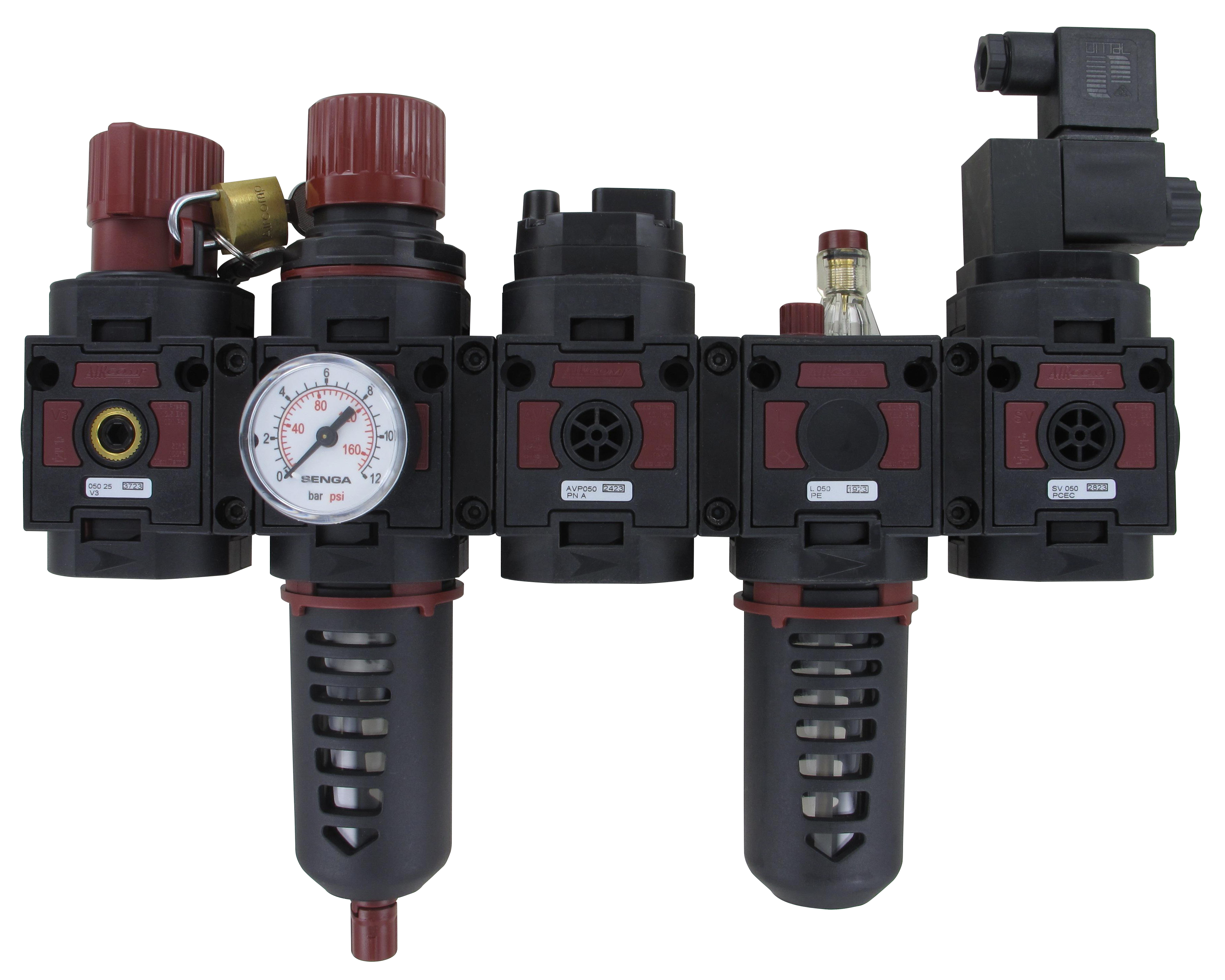 V+FR+E+D+L 20 microns G3/8'' + manomètre D.40 pour air comprimé