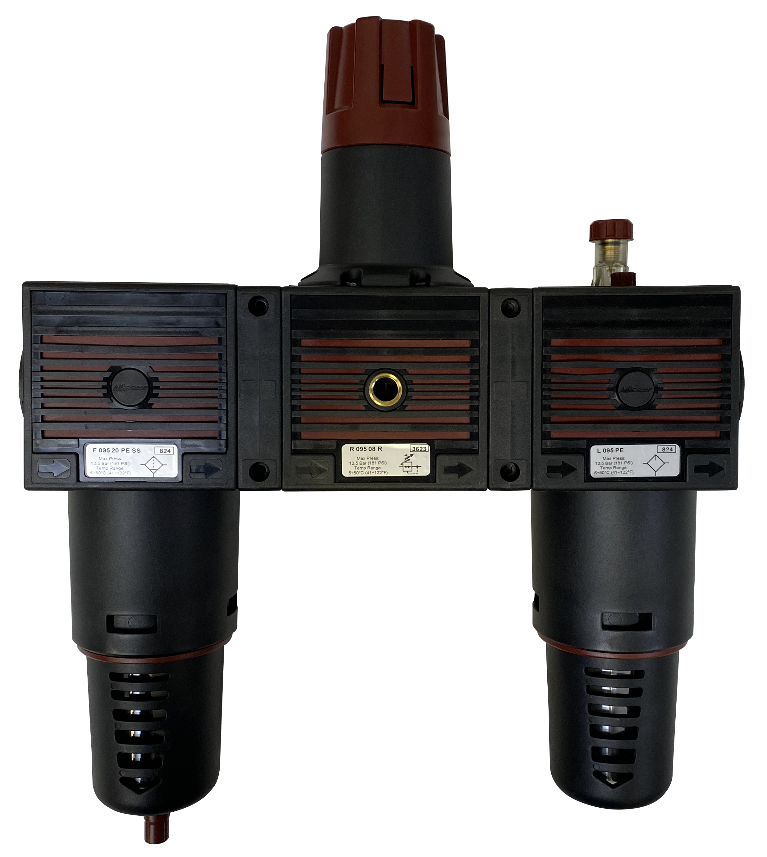 Filter+Regulator+Lubricator without pressure gauge 0-8 bar G1\"
