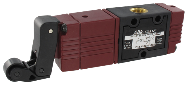 3/2-G1/8 servo-operated pneumatic spool valve, mechanical control, roller lever