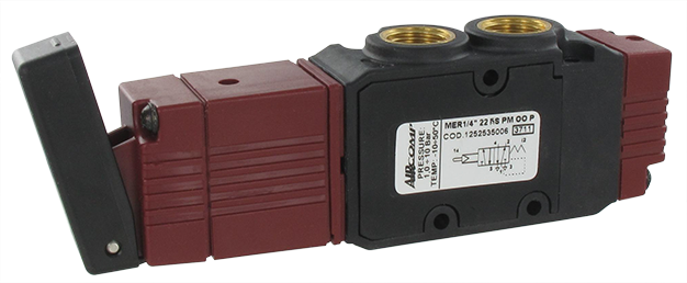 5/2-G1/4 pneumatic valve with mechanical control and servo-controlled lever