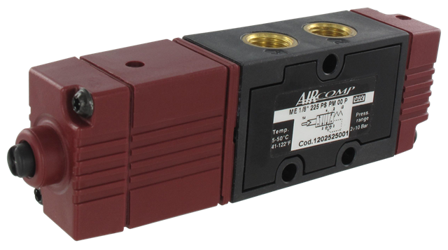 5/2-G1/8 pneumatic-mechanical spool valve, servo-push, mechanical control