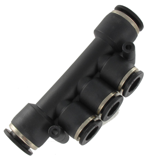 5-way resin manifold push-in fittings