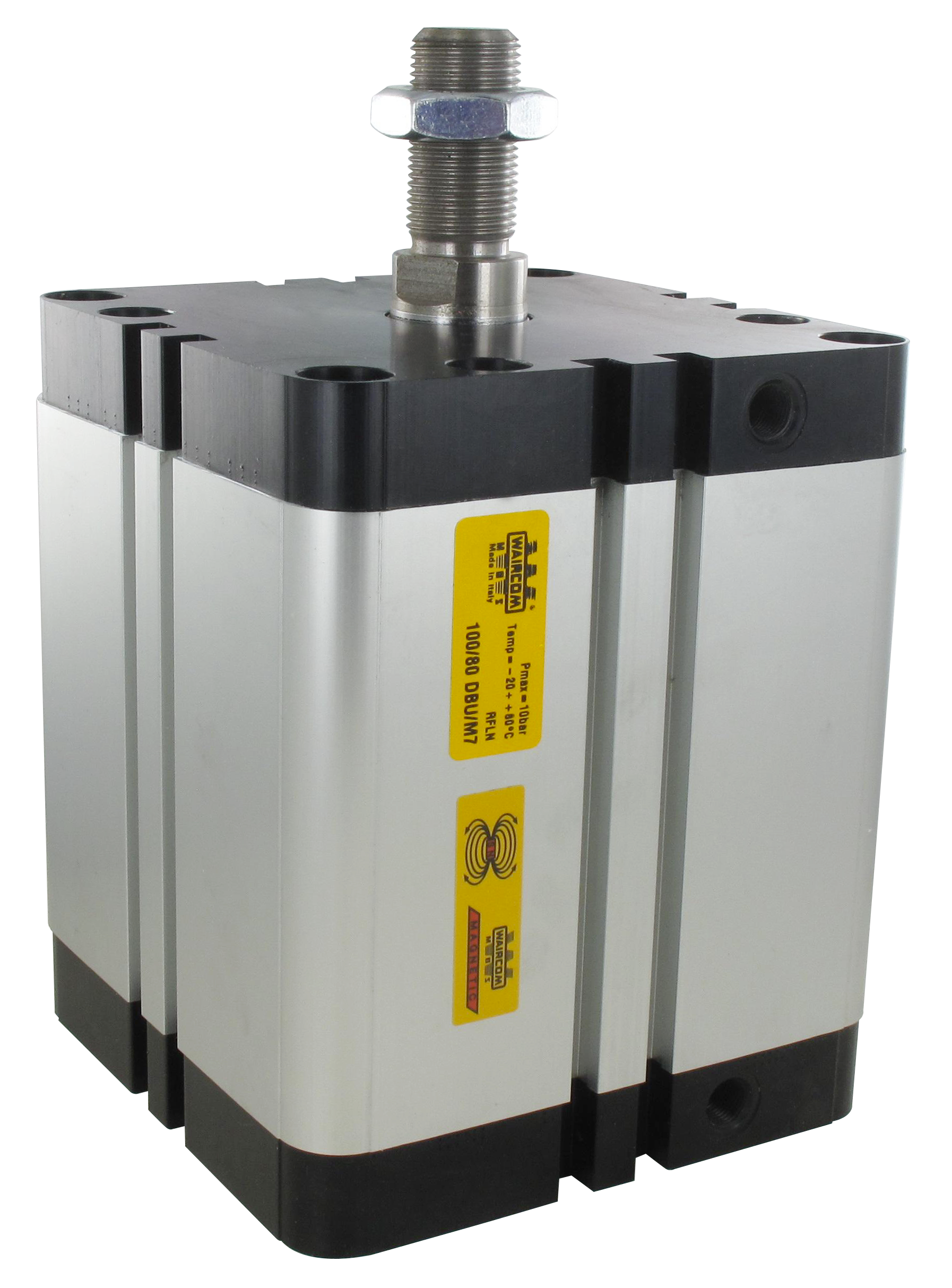 Compact pneumatic cylinders double acting magnetic rod