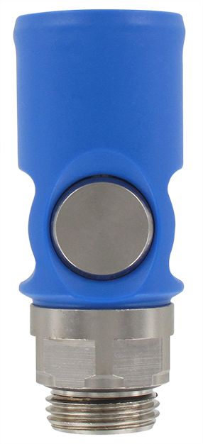 Coupleur pneumatique sécurité plastique ISO-B mâle cylindrique 1/2\" DN8 mm Coupleurs/Raccords rapides pneumatiques de sécurité profil ISO-B DN8
