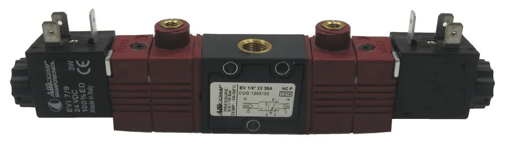 Distributeur éléctro-pneumatique 1/8\" 22mm 3/2 asservi bistable