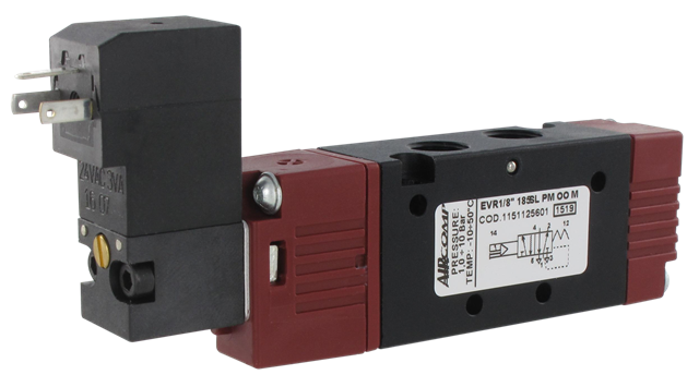Distributeur électro-pneumatique 1/8\" 18 mm 5/2 pneumo-mécanique 24AC