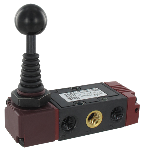 Distributeur pneu. cde manuelle levier 90° 5/3-G1/8 stable 3 pos.centre ouvert