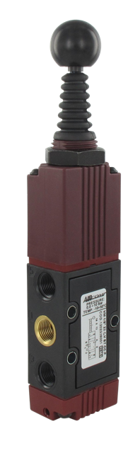 Distributeur pneu. com. manuelle levier axial 5/3-G1/8 stable 3 pos.centr. fermé