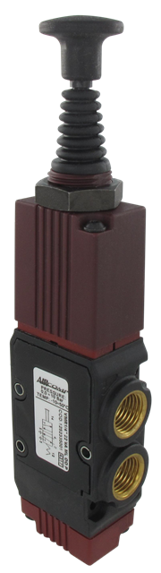 Distributeur pneu. commande manuelle bouton \"pousser-tirer\" 5/2-G1/4 ressort