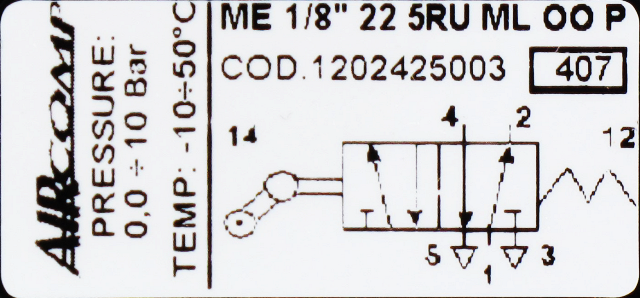Distributeur pneu. commande mécanique levier à galet unidirect. 5/2-G1/8 ressort Composants pneumatiques