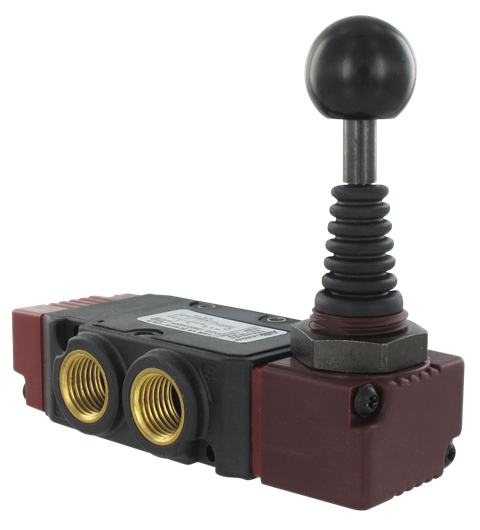 Distributeur pneum. cde manuelle levier 90 5/3-G1/4 stable 3 pos. ctre ouvert