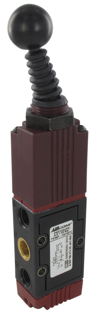 Distributeur pneumatique à commande manuelle levier axial 5/2-G1/8 ressort