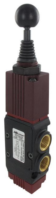Distributeur pneumatique cde manuelle levier axial 5/3-G1/4 retour centre ouvert