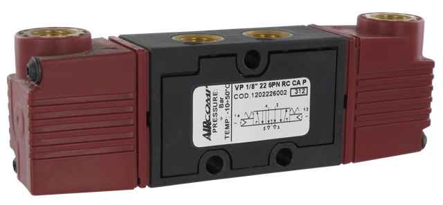 Distributeur commande pneumatique 1/8\" 22 mm 5/3 retour centres ouverts