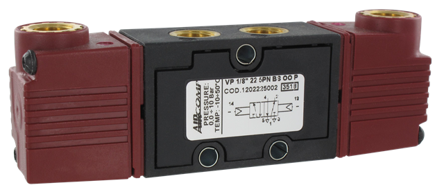 Distributeur commande pneumatique 1/8\" 22 mm 5/3 retour centres ouverts pression