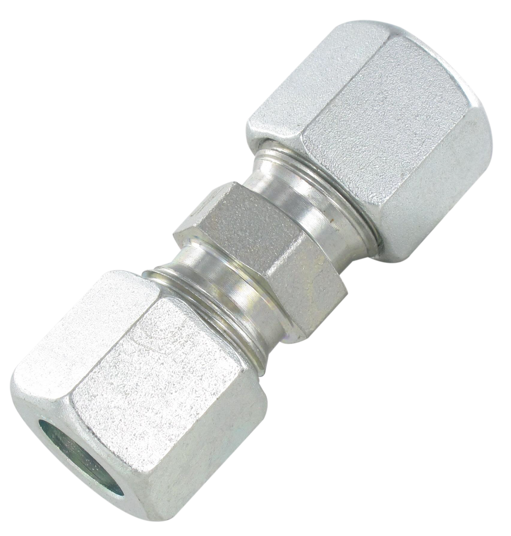 Double straight lubrication cutting ring fittings in galvanised steel