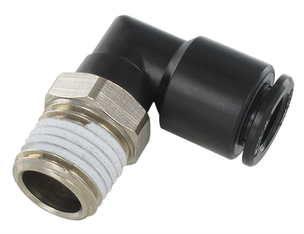 Elbow male swivel push-in fittings BSP tapered in technopolymer