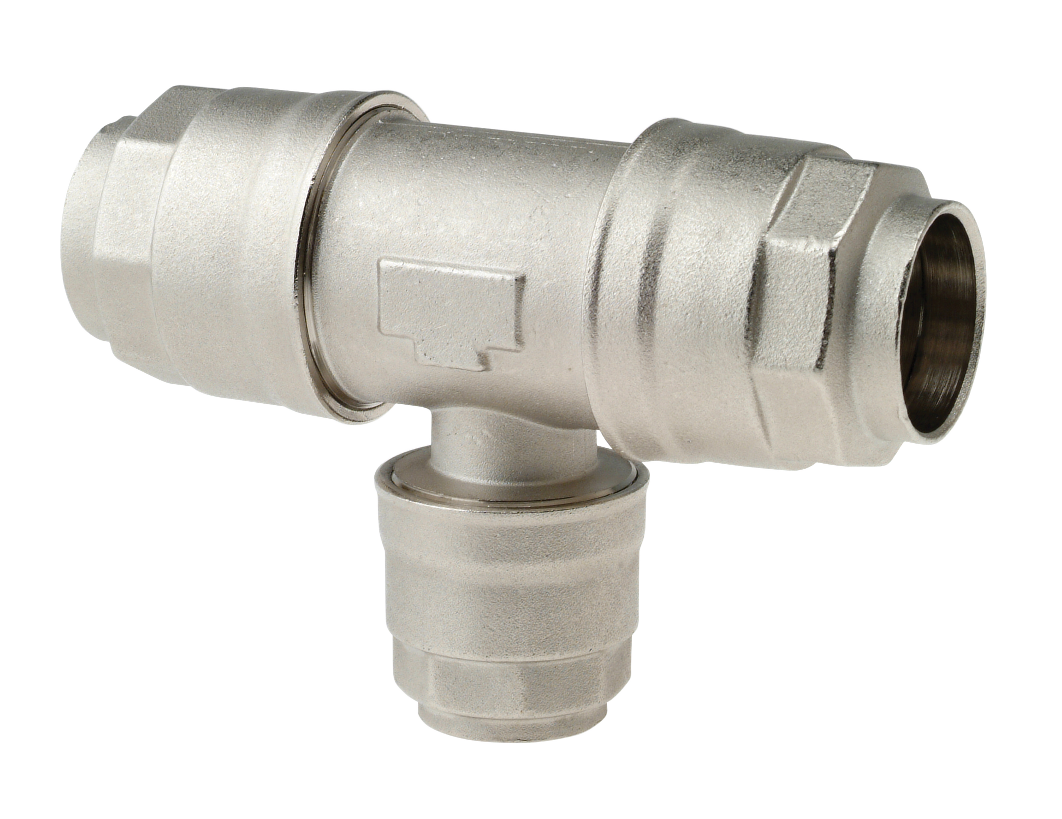 Equal and unequal T air connections with water separator in nickel-plated brass