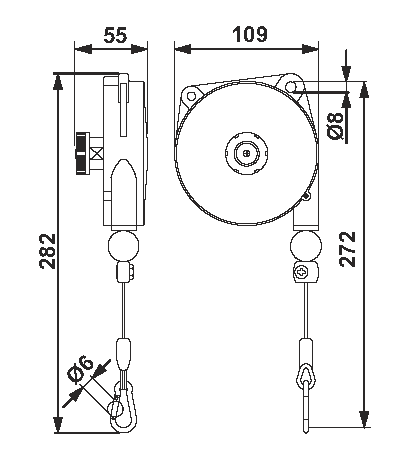 Load balancers light series (0.4-3 kg, 1600 mm) Load balancers