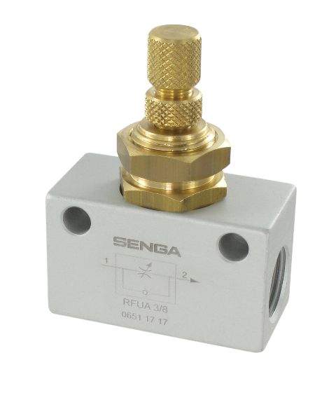 In-line unidirectional flow controllers with axial threading