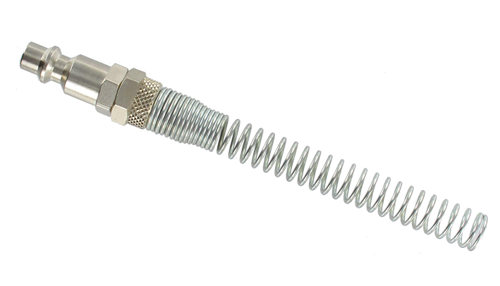 ISO-B profile BSP female push-on fittings plugs with spring D5,5 mm in nickel plated brass