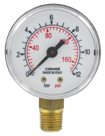 Manomètre sec boîtier ABS Ø50 raccord radial 1/4\" 0-12 bar
