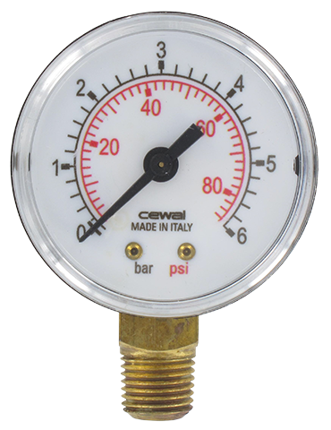 Manomètre sec boîtier ABS Ø50 raccord radial 1/4\" 0-6 bar Manomètres air comprimé