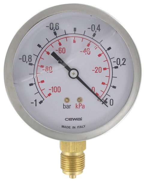 Manomètres à bain de glycérine boitier inox D100 raccord radial G1/2''