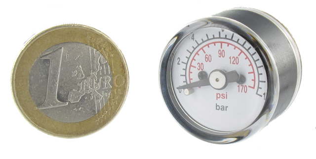 Manomètres série miniature boitier ABS D25 raccord axial G1/8''