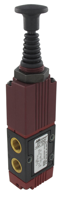 Manually operated pneumatic valve 1/8\" 3/2 \"push-pull button\" NC in technopolymer