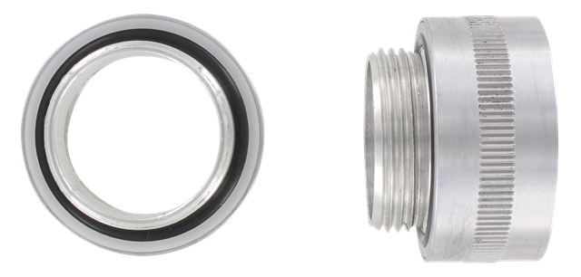 M/F BSP cylindrical aluminium nipples with mounted NBR seal