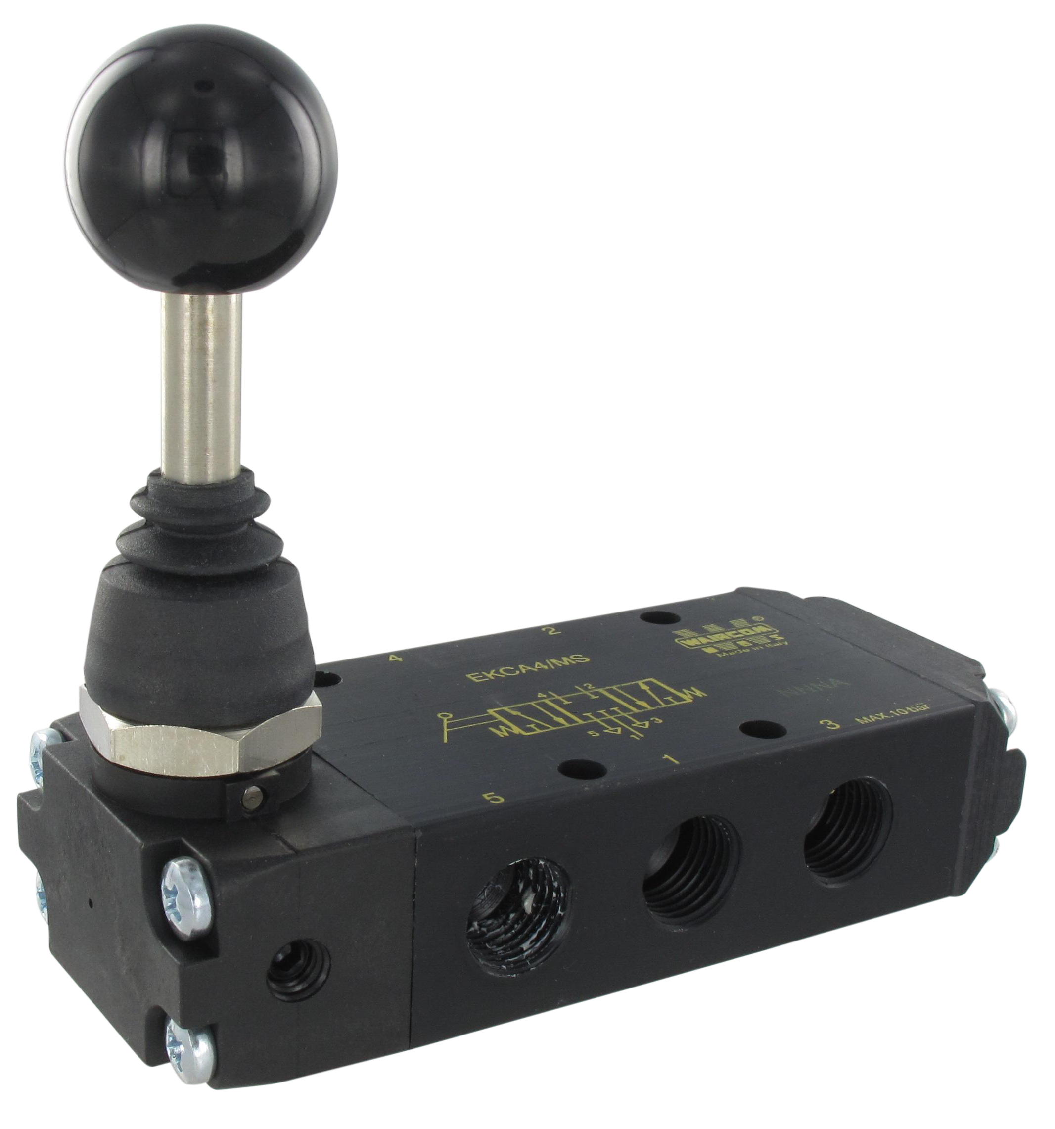 Pneumatic valves with 90° metal lever 5/3 monostable closed center (G1/4'')