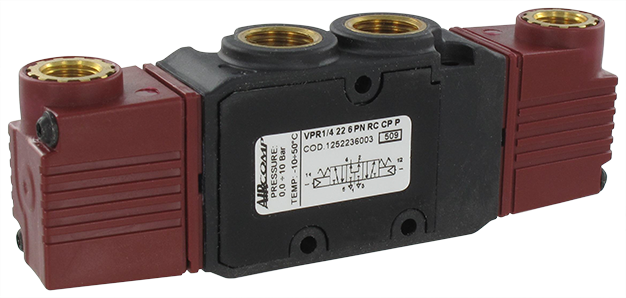 Pneumatically operated valve 5/3-G1/4 open center return