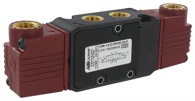 Pneumatically operated valve 5/3-G1/8 open center return
