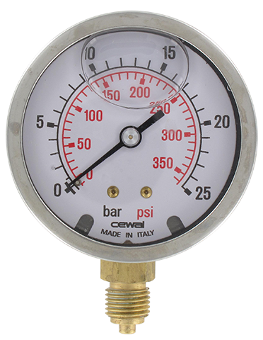 Pressure gauge Ø63 radial connection 1/4 0-25 bar Pressure gauges