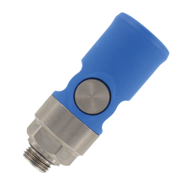 Quick-connect safety couplings in technopolymer ISO-B male BSPP D5,5 mm for compressed air