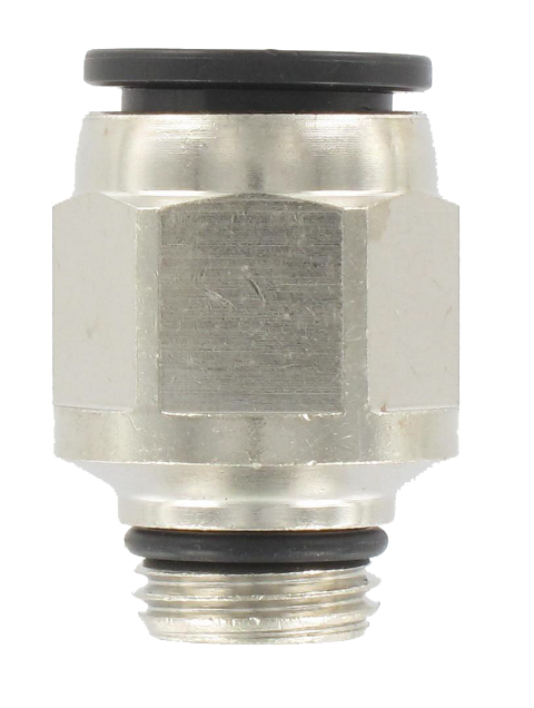Raccord instantané droit mâle BSP cylindrique T12-G1/4\" - laiton nickelé/résine