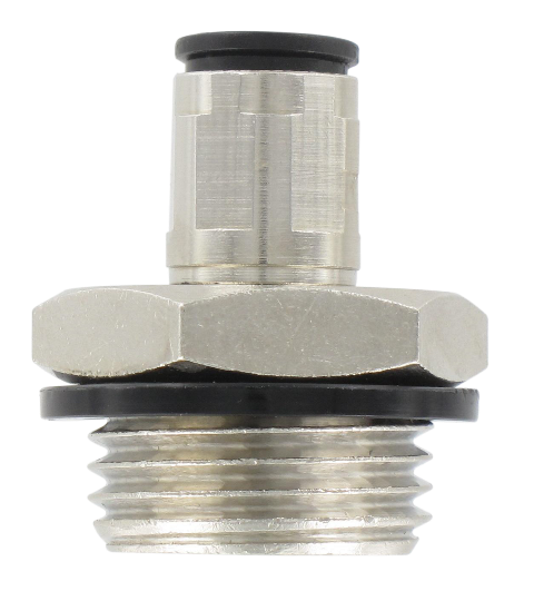 Raccord instantané droit mâle BSP cylindrique T6-G1/2\" - laiton nickelé/résine