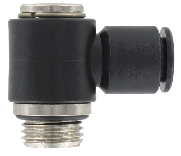 Raccord instantané résine L mâle orientable BSP cylindriq. 6 pans creux T8-G1/4\"