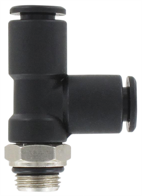 Raccord instantané résine T piquage latéral mâle orientable BSP cyl. T6-G1/8\"