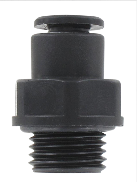 Raccord instantané technopolymère droit mâle BSP cylindrique T6-G1/4\"