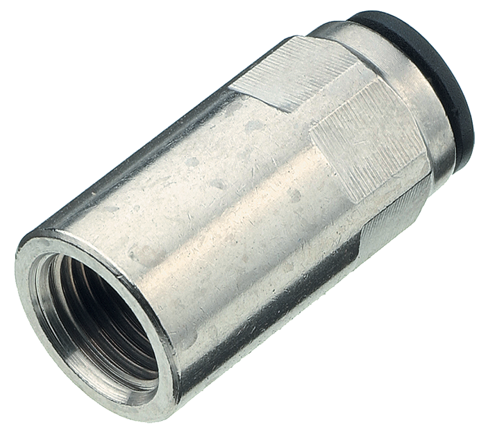 Raccord instantané droit femelle BSP cylindrique G1/4\" T10-laiton nickelé/résine