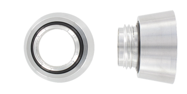 Cylindrical F/M BSP aluminium reducer with mounted NBR seal