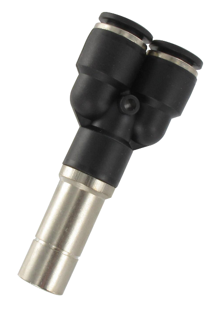 Resin Y push-in fittings with snap-in pin