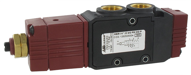 Servo-controlled mechanical pusher valve + bulkhead feedthrough 5/2-G1/4