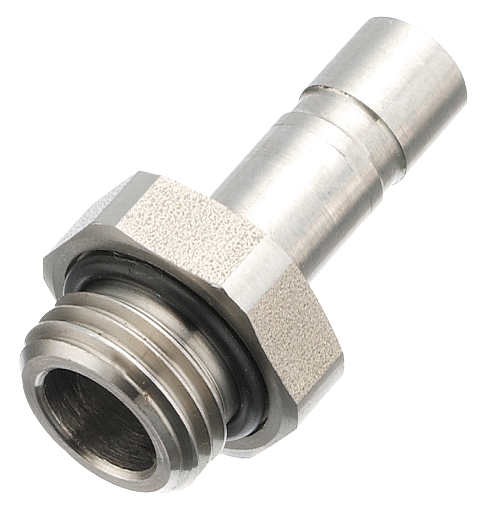 Snap-in spindles BSP cylindrical male thread in stainless steel