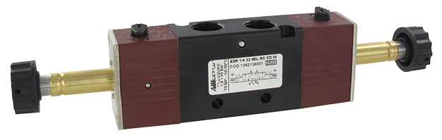 Solenoid operated valve 5/3-G1/4 closed center return