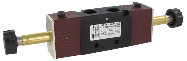 Solenoid operated valve 5/3-G1/4 open center return