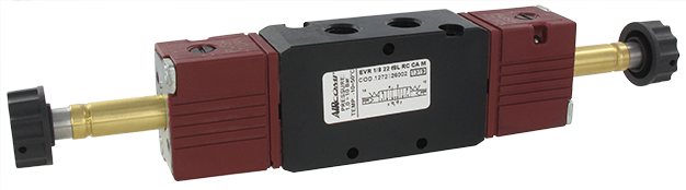 Solenoid operated valve 5/3-G1/8 open center return